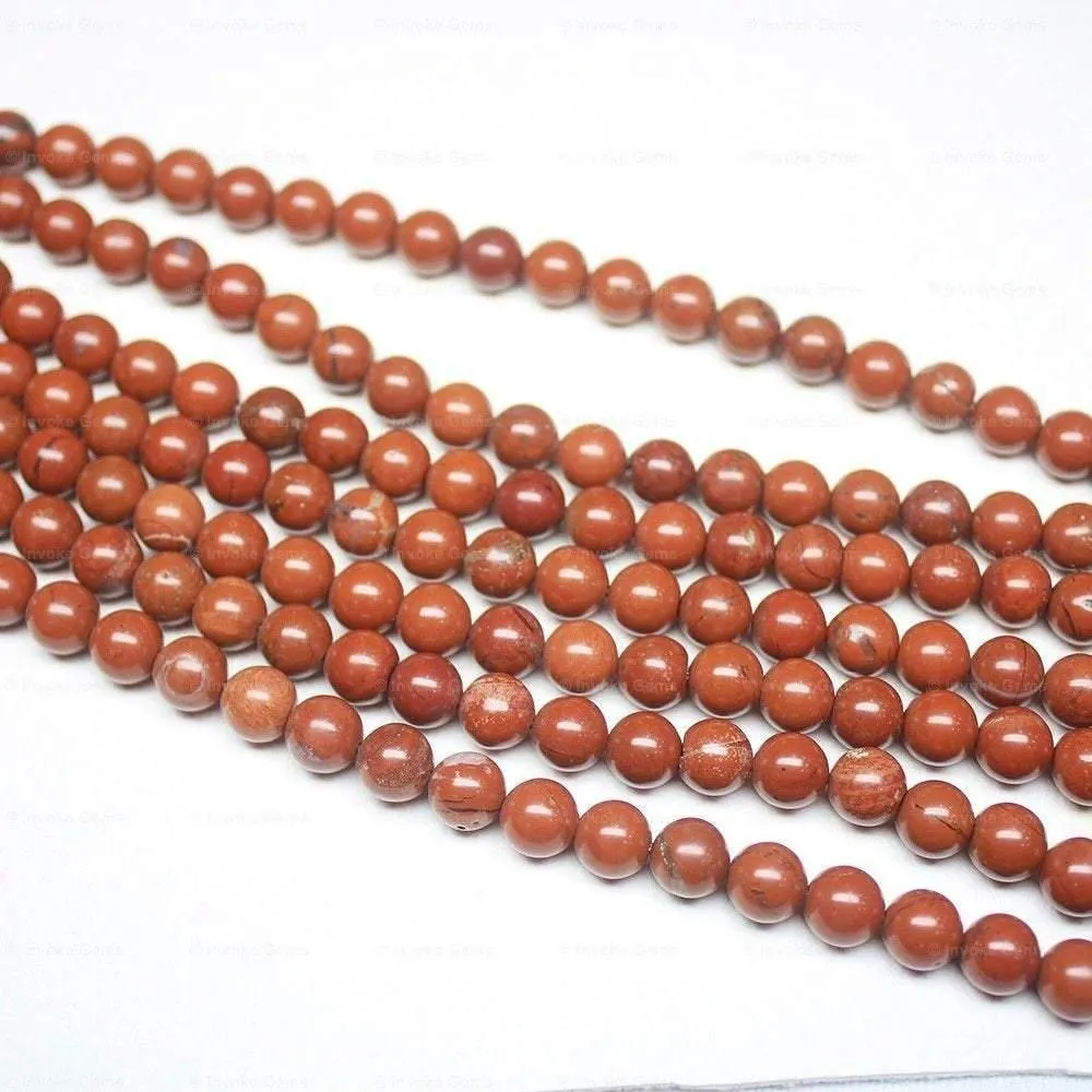 10 x Natural Red Jasper Smooth Round Ball Loose Gemstone Beads Strand 8mm 15"