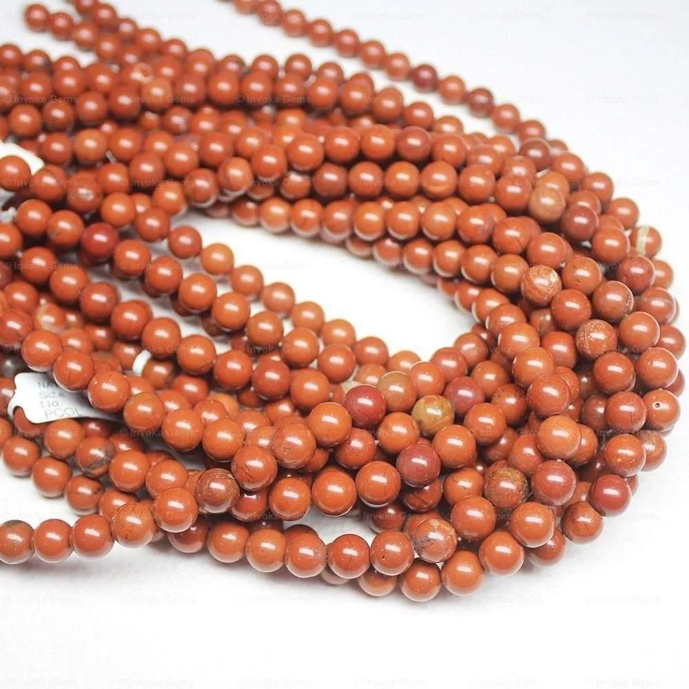 10 x Natural Red Jasper Smooth Round Ball Loose Gemstone Beads Strand 8mm 15"
