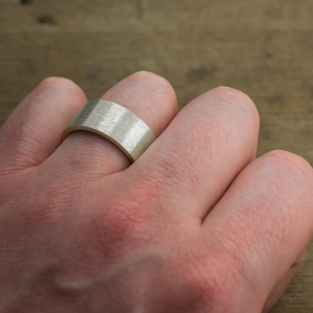 10mm 14k White Gold Men's Comfort Fit Wedding Band, Matte Finish