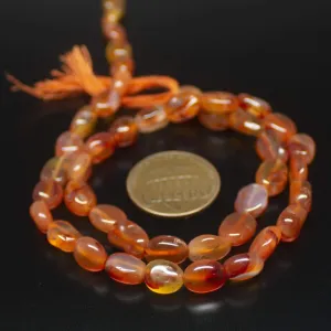 15 Strands Natural Orange Carnelian Smooth Oval Gemstone Beads Strand 13" 7mm 8mm