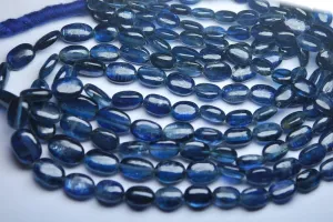 16 Inch Strand Superb-Finest Quality Blue Kyanite Smooth Oval Nuggets , 8-6mm Size