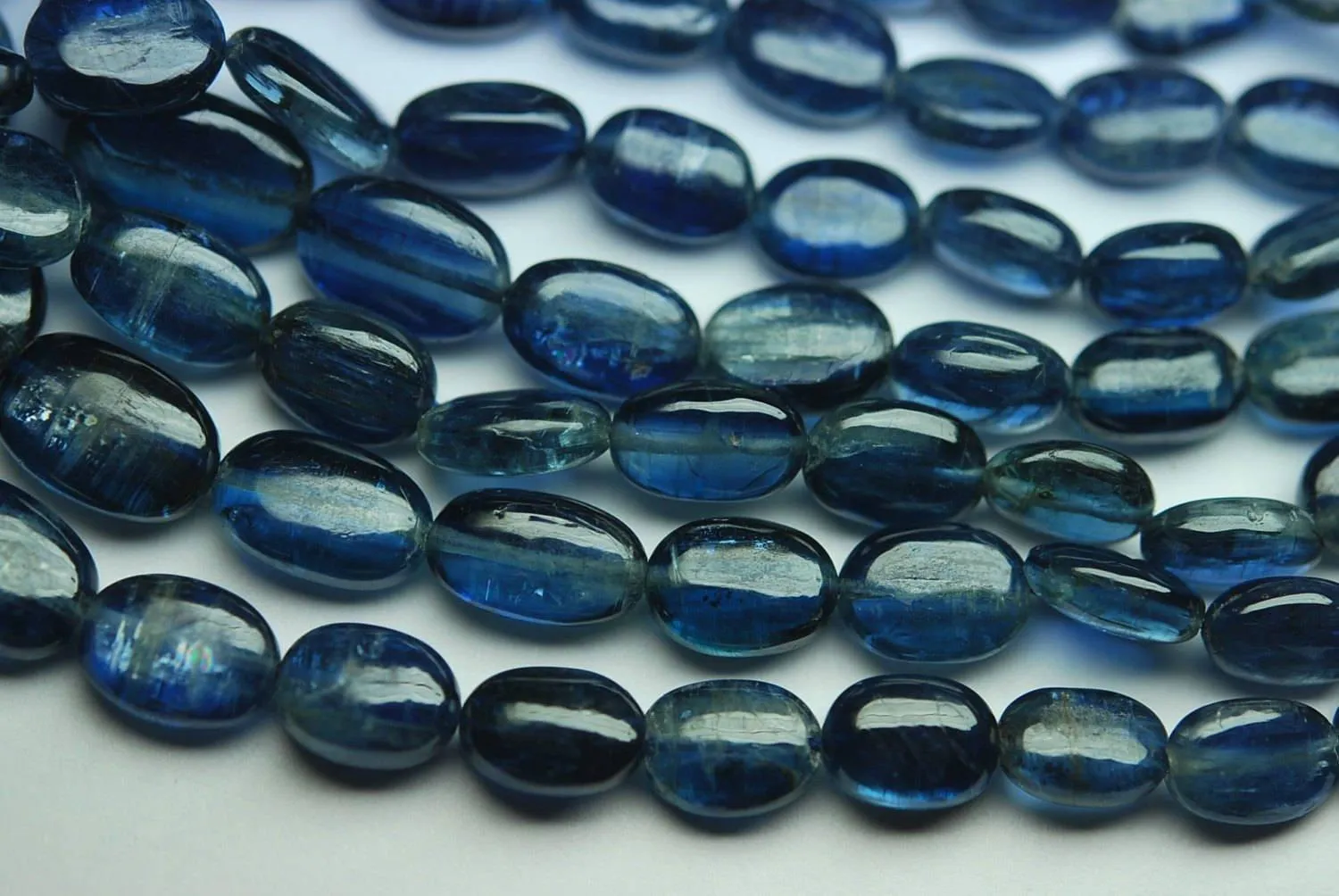 16 Inch Strand Superb-Finest Quality Blue Kyanite Smooth Oval Nuggets , 8-6mm Size