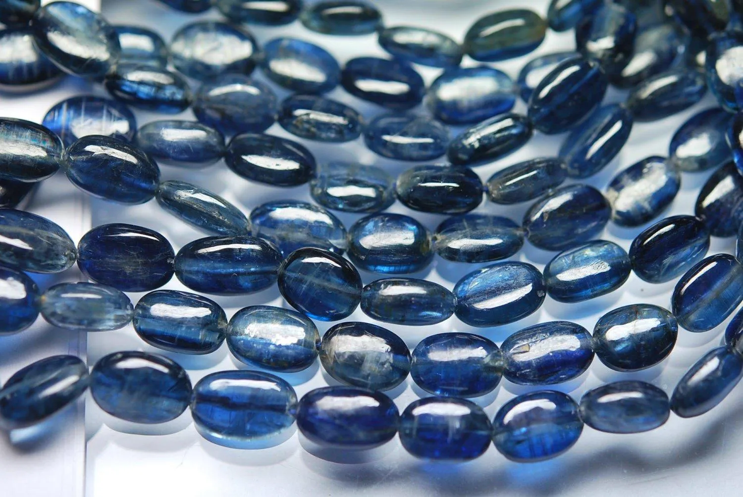 16 Inch Strand Superb-Finest Quality Blue Kyanite Smooth Oval Nuggets , 8-6mm Size