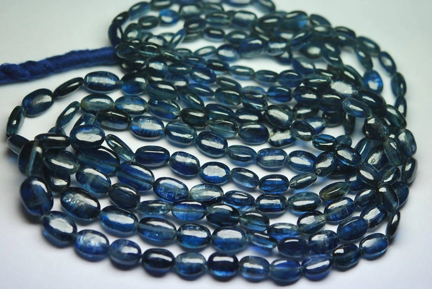 16 Inch Strand Superb-Finest Quality Blue Kyanite Smooth Oval Nuggets , 8-6mm Size