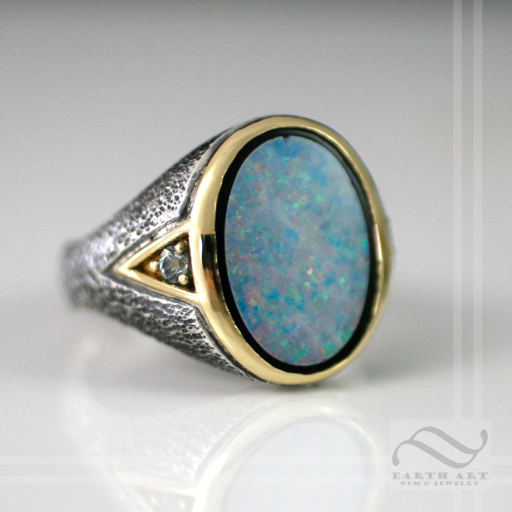 18k and Sterling Signet with Vintage Australian opal inlay