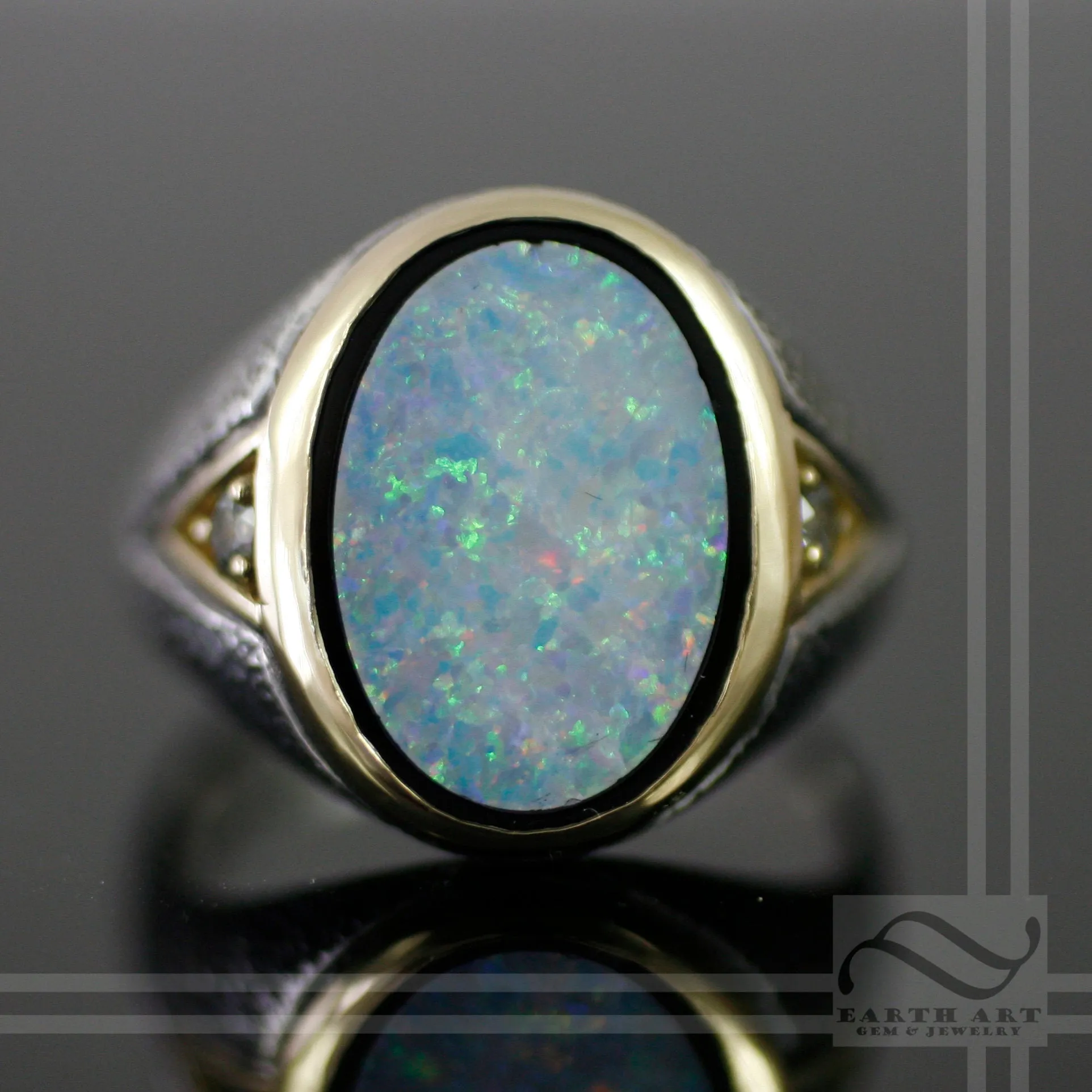 18k and Sterling Signet with Vintage Australian opal inlay