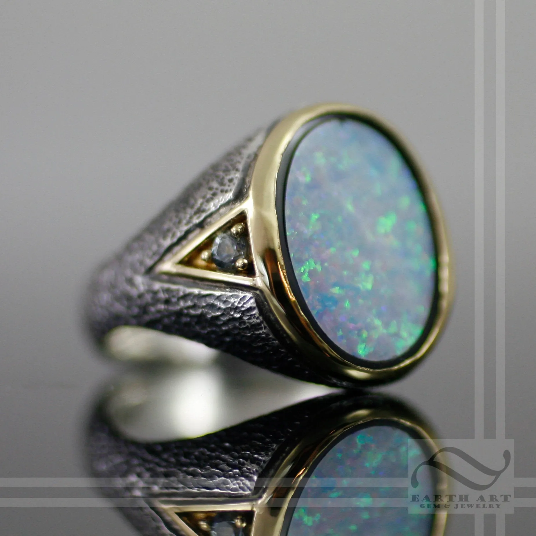 18k and Sterling Signet with Vintage Australian opal inlay