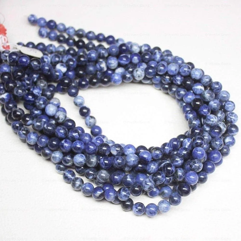 4 Strands Sodalite Natural Smooth Round Ball Loose Gemstone Beads Strand 4mm 14"