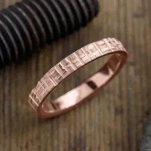 4mm 14k Rose Gold Mens Wedding Band, Matte Textured