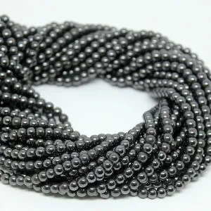 5 Strand Natural Hematite Smooth Round Ball Loose Gemstone Spacer Beads Strand 13" 3mm