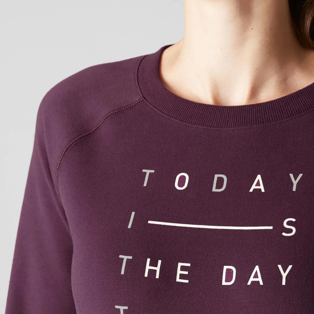 500 Women's Gym Stretching Sweatshirt - Mottled Purple
