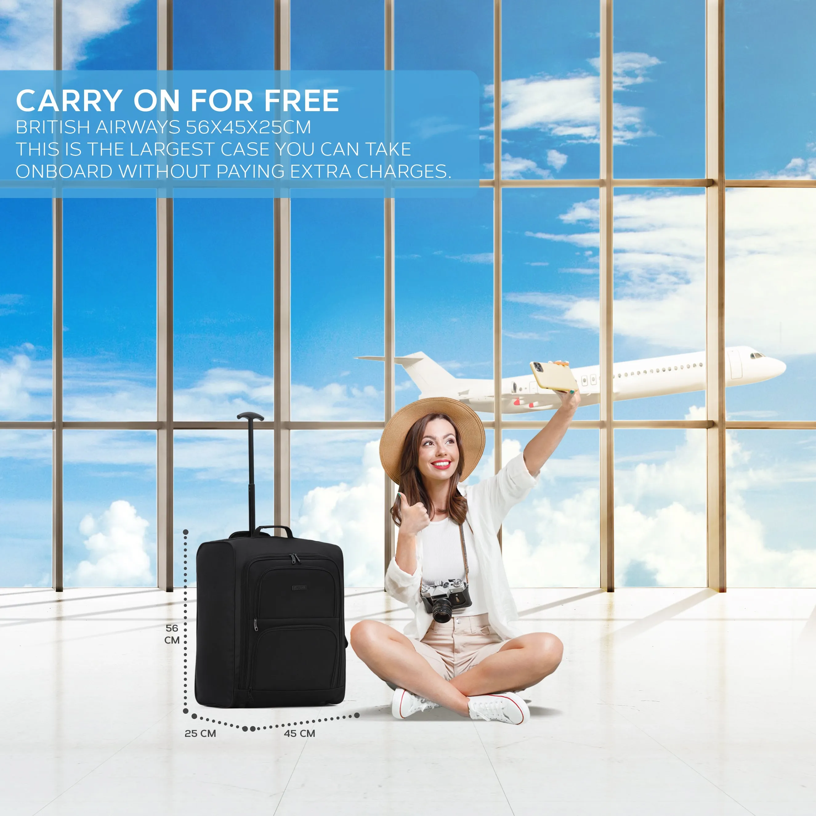 56x45x25cm 2 Wheel Soft Shell Suitcase