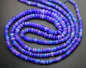 5X14 Inch Long,Purple Ethiopian Opal Smooth Rondelles, 2.5-3mm Size