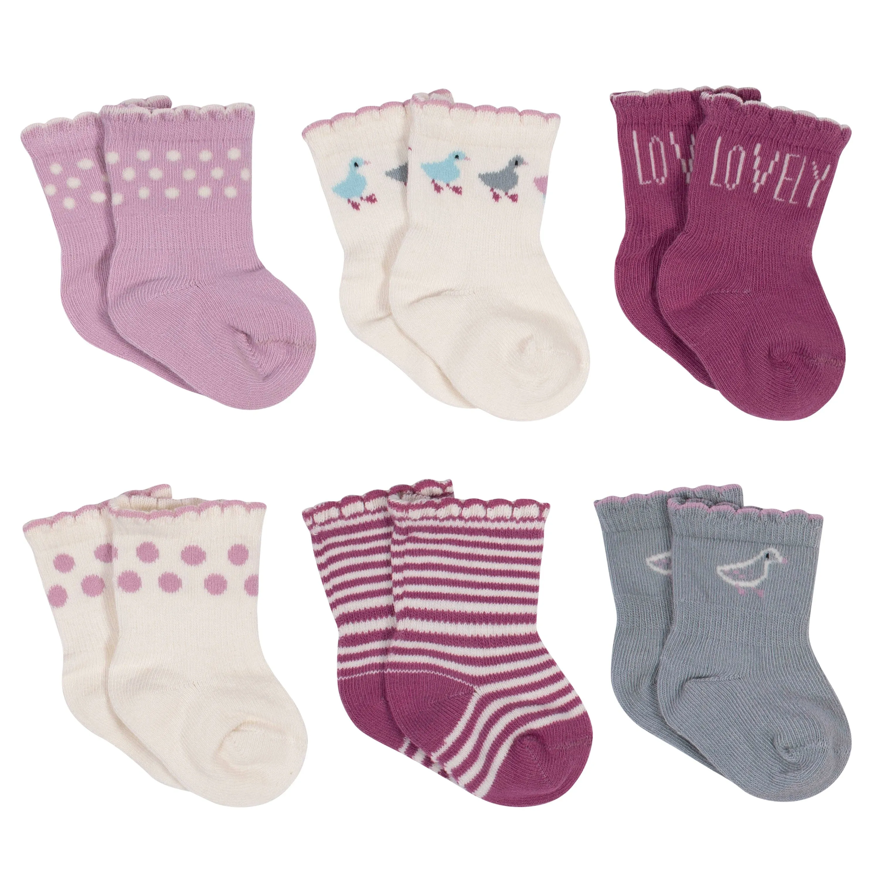 6-Pack Baby Girls Comfy Stretch Ducklings Wiggle Proof® Socks