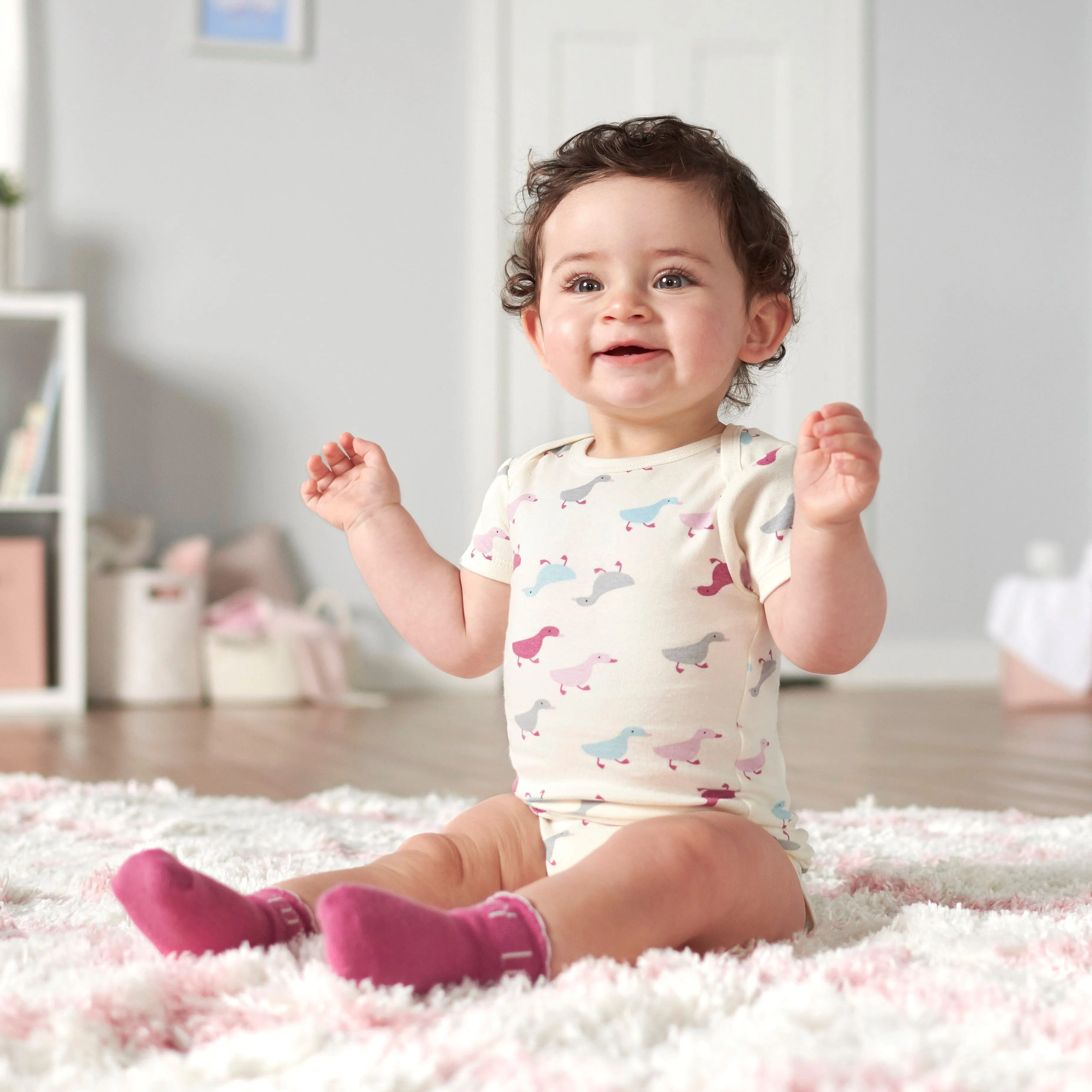 6-Pack Baby Girls Comfy Stretch Ducklings Wiggle Proof® Socks
