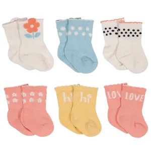 6-Pack Baby Girls Comfy Stretch Flower Pot Wiggle Proof® Socks