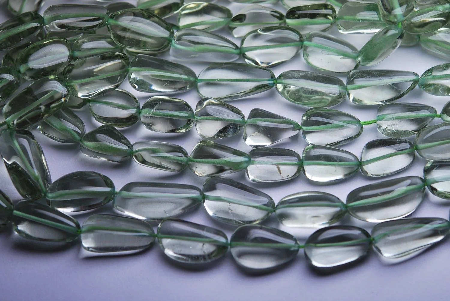 8 Inch Strand,Green Amethyst Smooth Nuggets Shape, 12-16mm Long