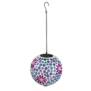 8" Solar Hanging Mosaic Gazing Ball, Pink Daisies,2sp7204ecm