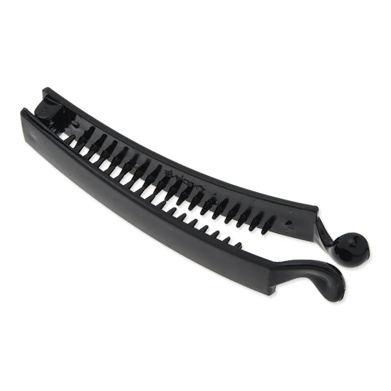 98mm Blank Black Shiny Plastic Hair Barrette(Claw) with secure extra Teeth,12mm width,20 Pieces/lot