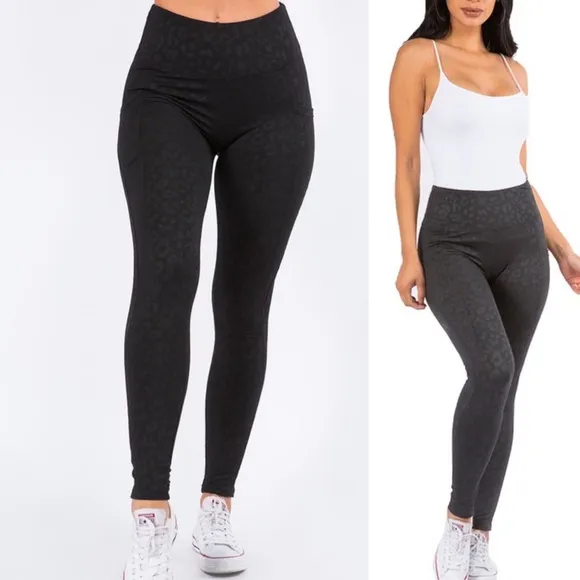 Active Leggings Leopard Print - Black