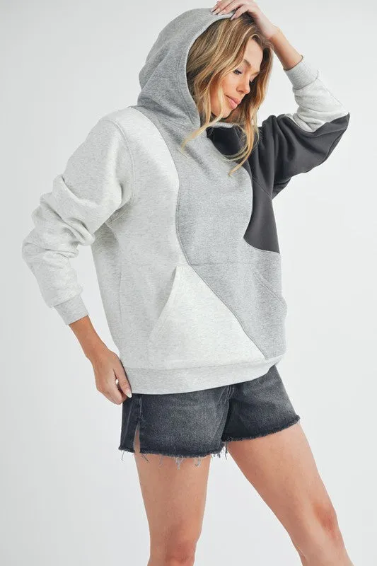 Aemi   Co Color Block Hoodie with Kangaroo Pocket