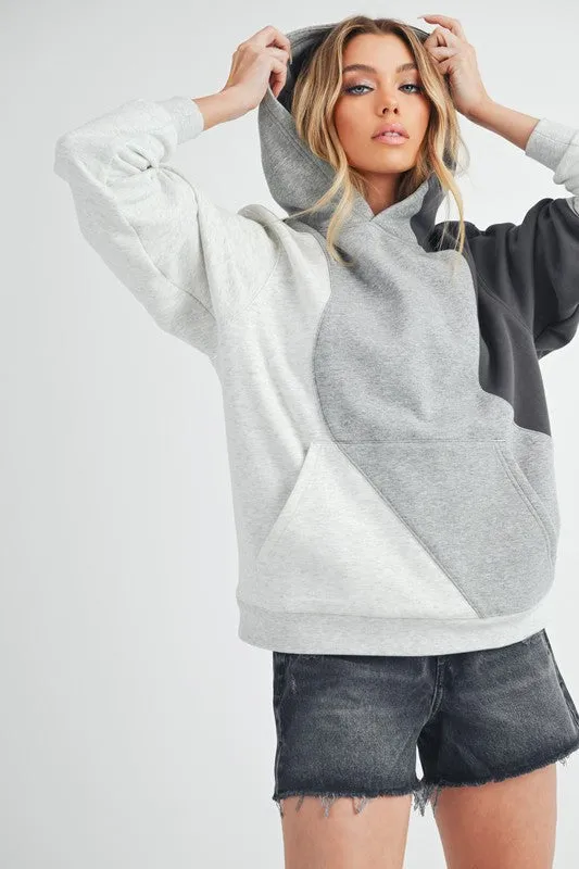Aemi   Co Color Block Hoodie with Kangaroo Pocket