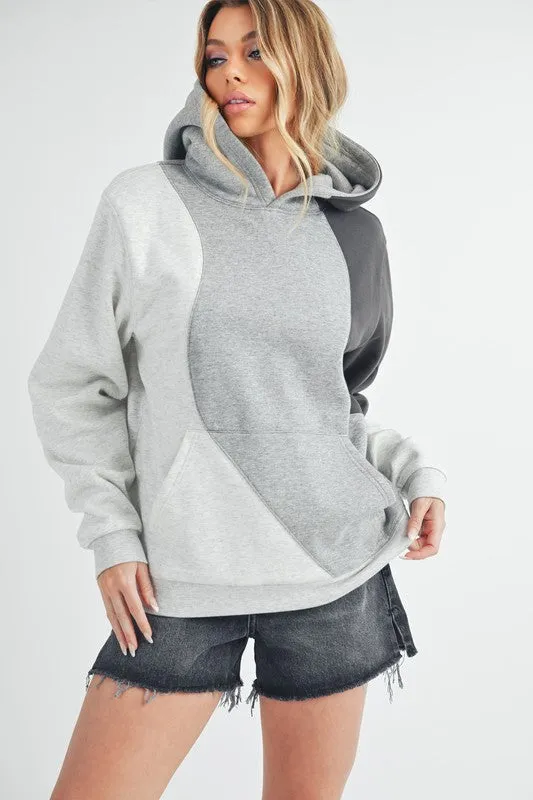 Aemi   Co Color Block Hoodie with Kangaroo Pocket