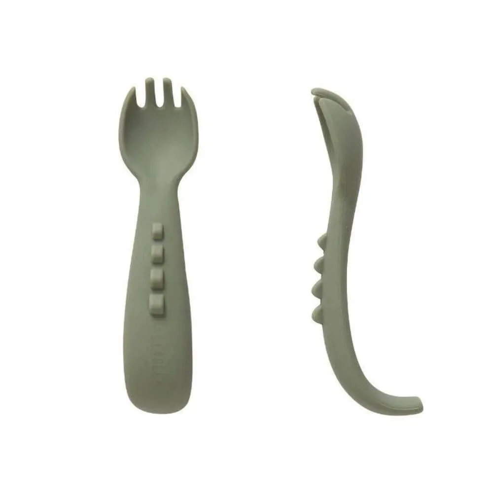 All4Ella Comfy Grip Silicone Forks, Olive