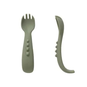 All4Ella Comfy Grip Silicone Forks, Olive