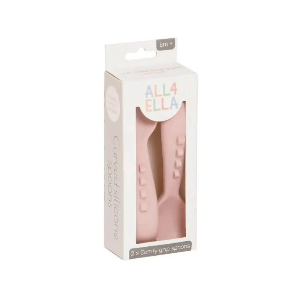 All4Ella Comfy Grip Silicone Spoons, Dusty Pink