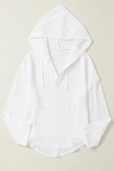 Amelia Drawstring Pocketed Dropped Shoulder Hoodie