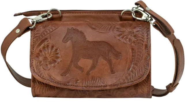 American West Handbag Hitchin' Post Collection: Leather Texas Two-Step Crossbody