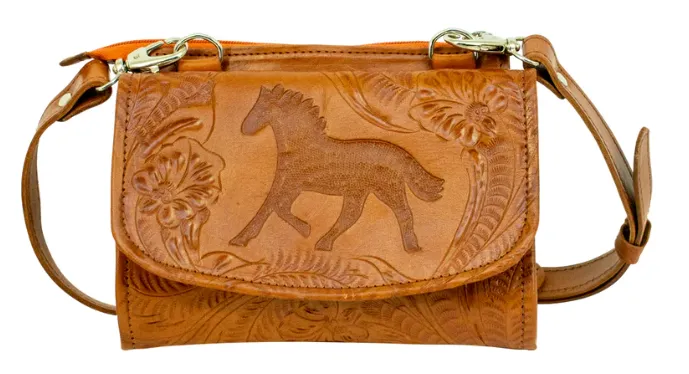 American West Handbag Hitchin' Post Collection: Leather Texas Two-Step Crossbody