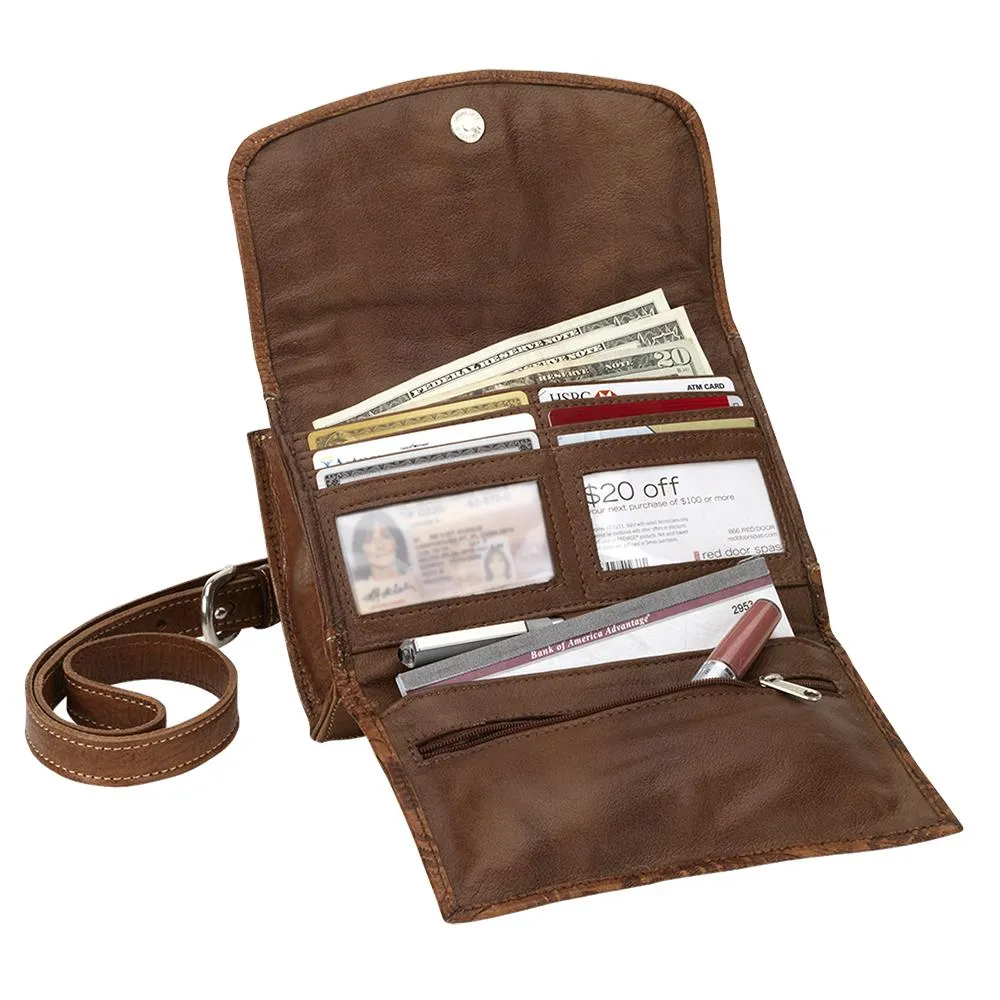 American West Handbag Lady Lace Collection: Leather Western Crossbody Wallet