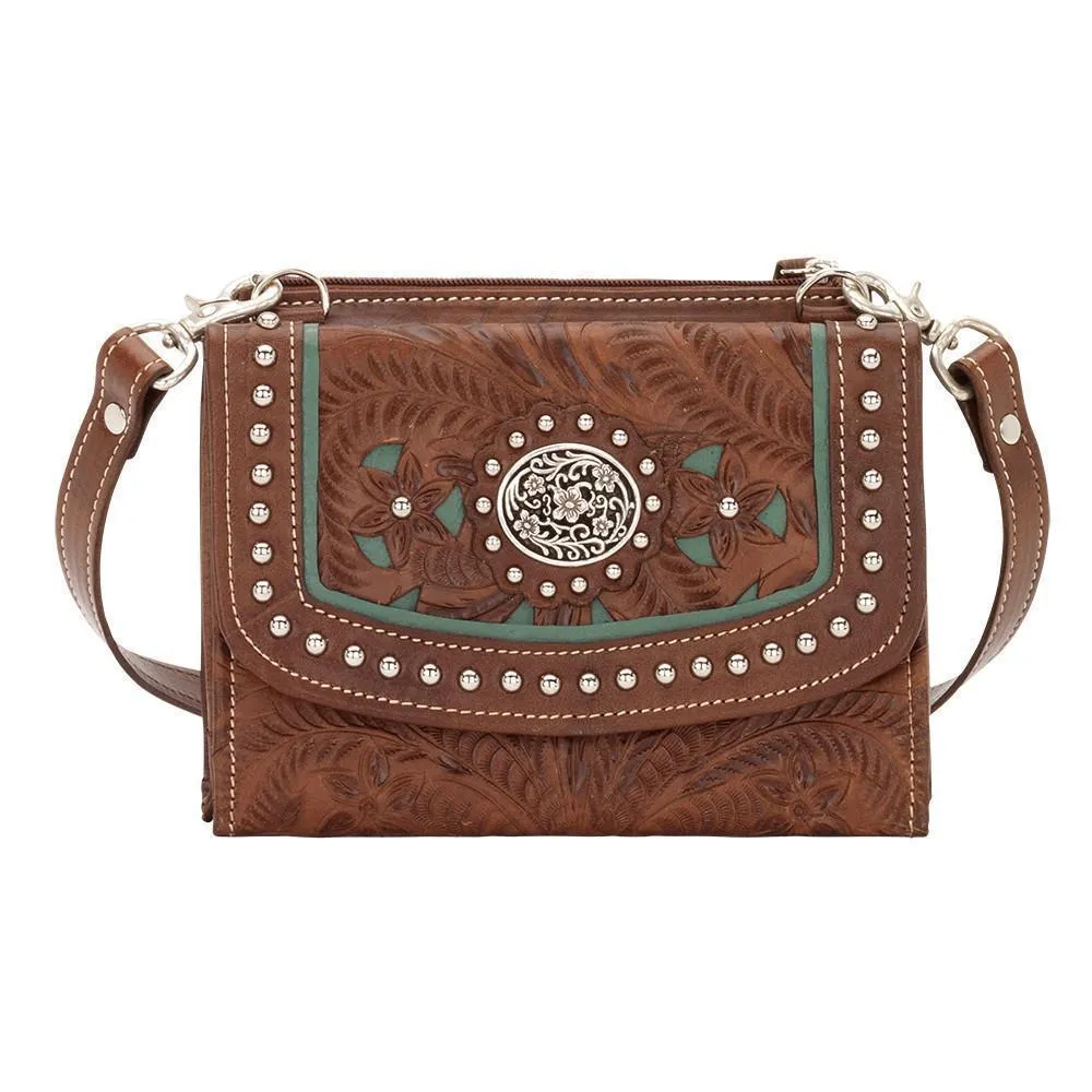 American West Handbag Lady Lace Collection: Leather Western Crossbody Wallet