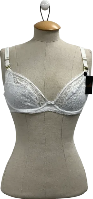 Ann Summers White Sexy Lace Padded Plunge Bra UK 32D