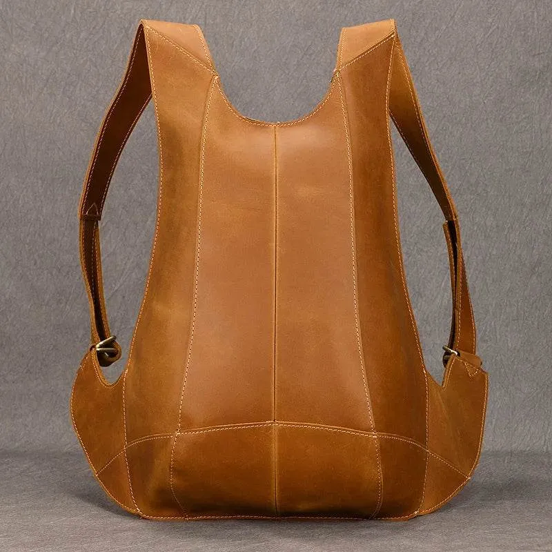 Anti-Theft Crazy Horse Leather School Backpack Travel Bag Men