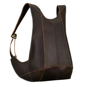 Anti-Theft Crazy Horse Leather School Backpack Travel Bag Men