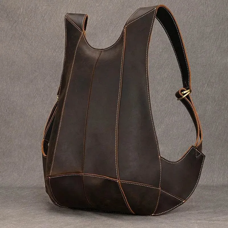 Anti-Theft Crazy Horse Leather School Backpack Travel Bag Men
