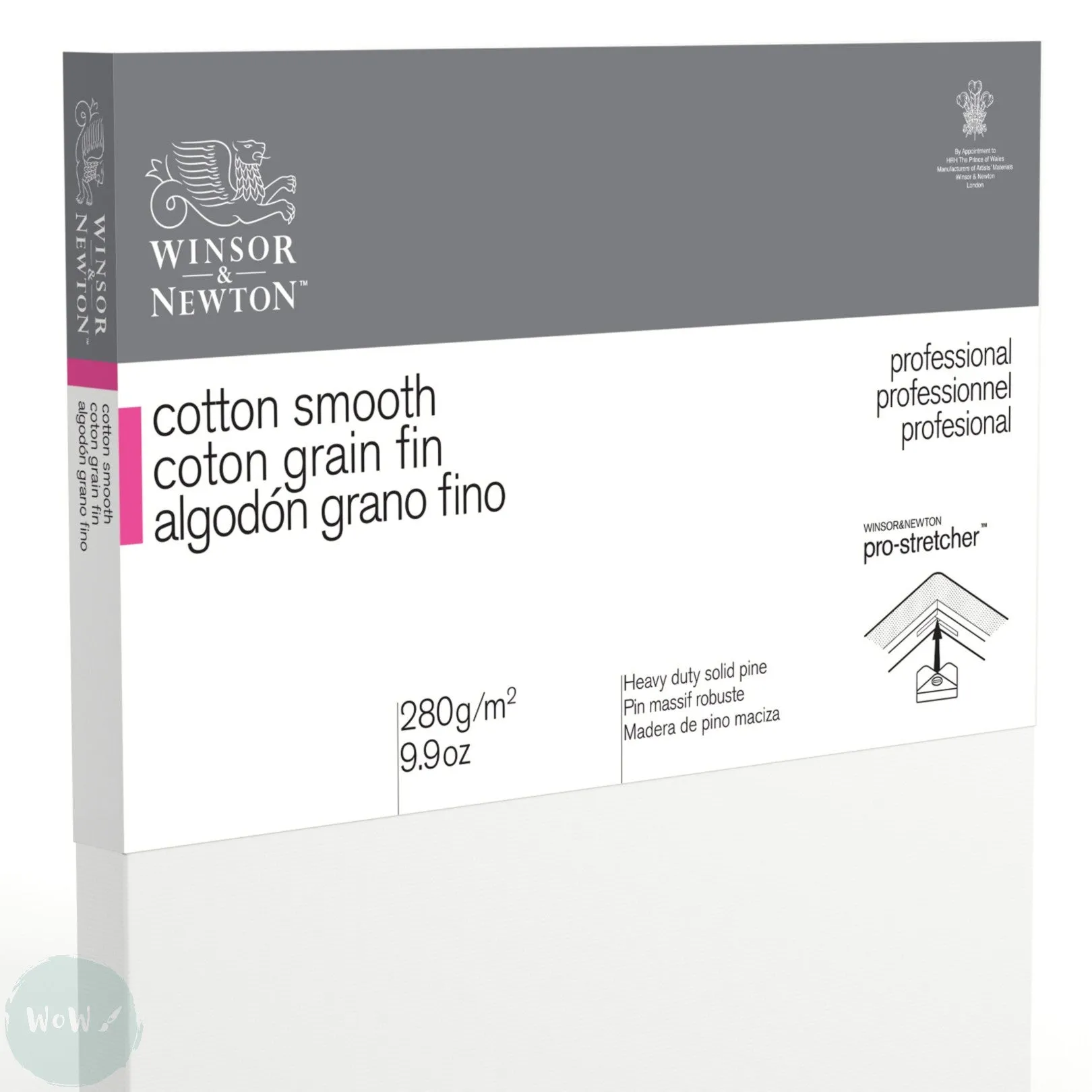 Artists Stretched Canvas - STANDARD Depth - WHITE PRIMED Cotton - SINGLE  - 280 gsm Winsor & Newton PROFESSIONAL SMOOTH (Fine Detail) - 18 x 24" (457 X 610mm)