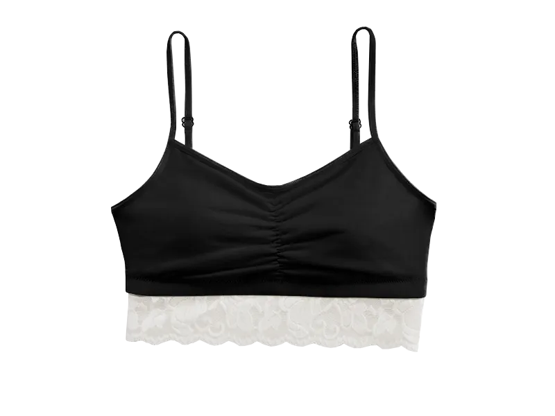 Astrid Bralette with Lace, White/Black
