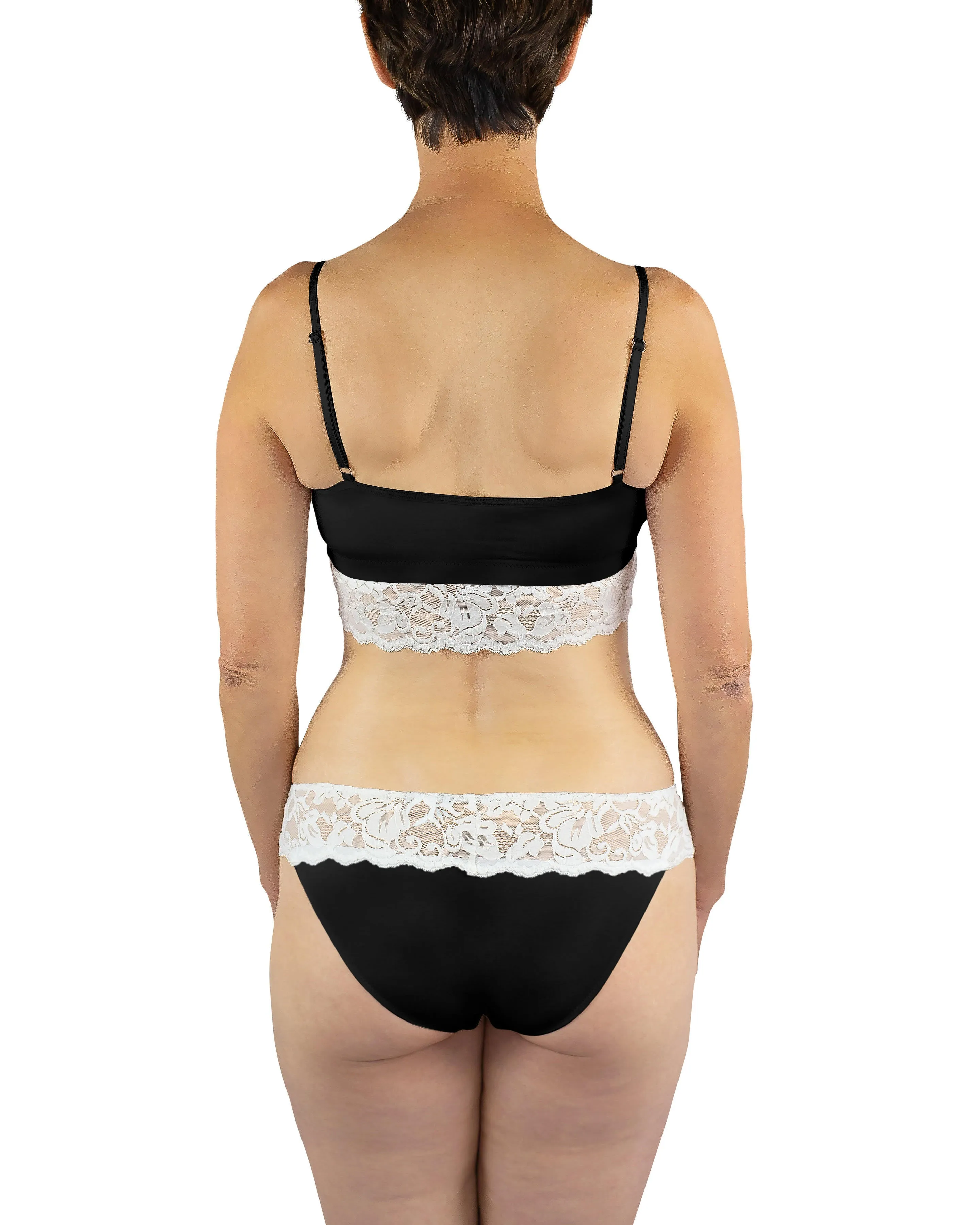 Astrid Bralette with Lace, White/Black