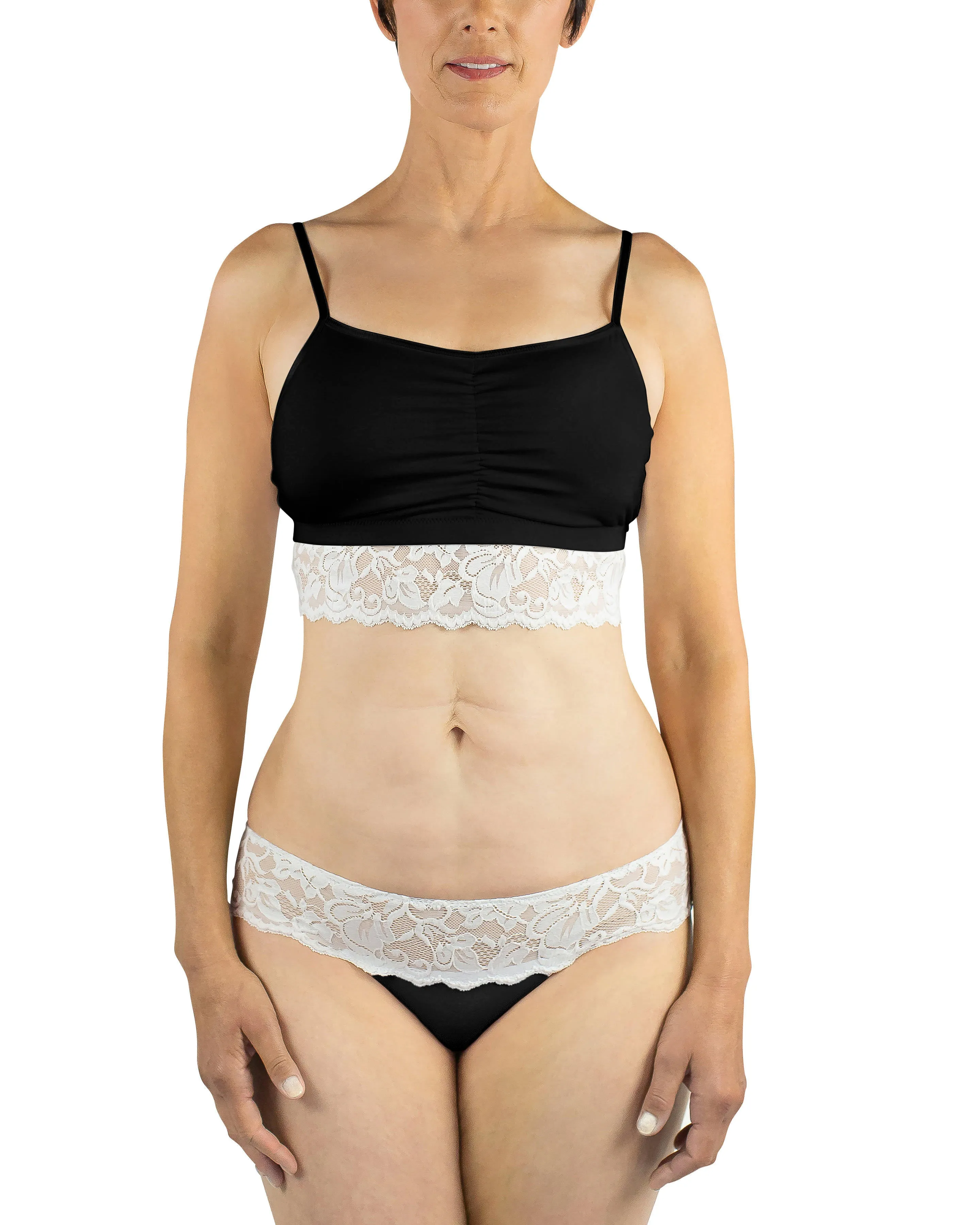 Astrid Bralette with Lace, White/Black