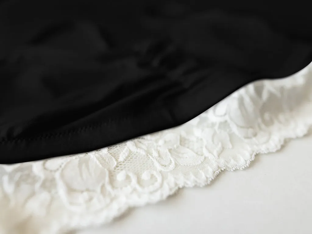 Astrid Bralette with Lace, White/Black