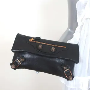 Balenciaga Giant 21 Envelope Clutch Black Leather Small Bag