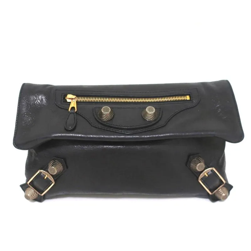Balenciaga Giant 21 Envelope Clutch Black Leather Small Bag