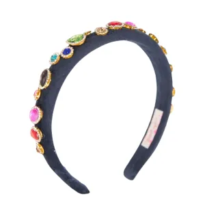 Bari Lynn Thin Padded Jewel Headband - Navy