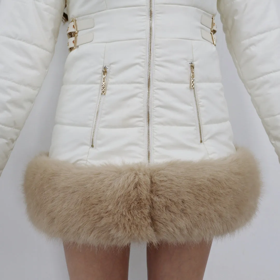 Belted fur padded jacket