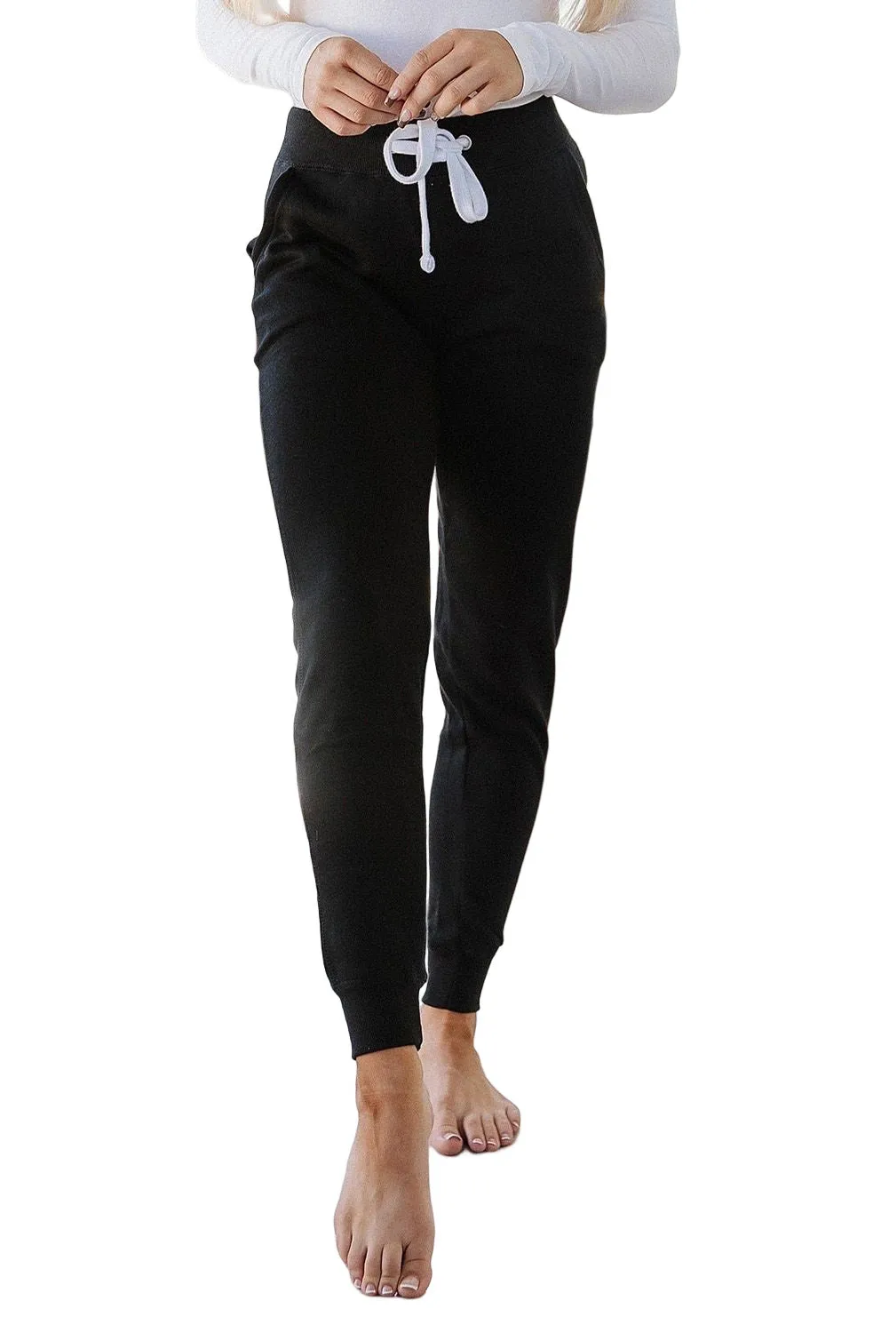 Black Drawstring Waist Pocketed Joggers