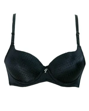Black Soft Padded Flourish Bra - Single Padded Underwired Bra - FL983